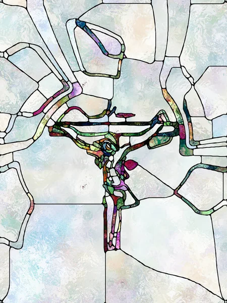 Fractured Faith Cross Stained Glass Series Abstract Design Made Organic — 스톡 사진