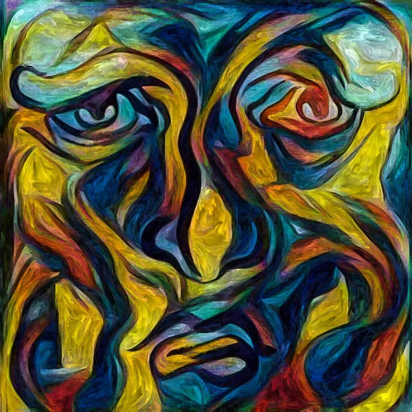 Fragmenterad Delar Det Mänskliga Ansiktet Som Återges Abstrakt Målning Stil — Stockfoto