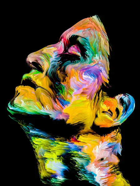 Színes Emberek Sorozata Multicolor Absztrakt Portré Fiatal Témában Kreativitás Képzelet — Stock Fotó