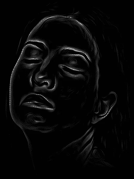 个性研究系列 一个黑人背景的年轻女子的脸 用图象技术执行 用于艺术 诗歌和戏剧项目 — 图库照片