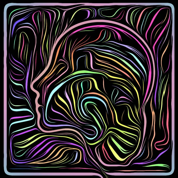 Digital Scratchboard Life Lines Series Abstract Design Made Human Profile — Stock Photo, Image