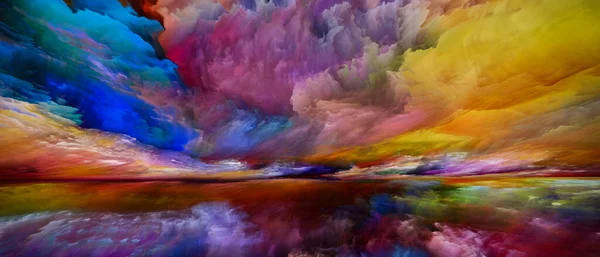 Góry Spektralne Seria Ucieczka Rzeczywistości Obraz Surrealistycznego Zachodu Słońca Kolory — Zdjęcie stockowe