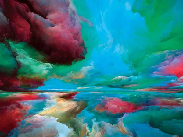 Gespenstische Wolken Flucht Die Realität Hintergrundgestaltung Surrealer Sonnenaufgangsfarben Und Strukturen — Stockfoto