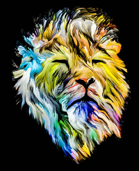 Série Animal Paint Portrait Lion Peinture Colorée Sur Thème Imagination — Photo