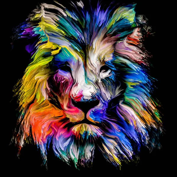 Serie Pintura Animal Retrato Multicolor León Pintura Vibrante Sobre Tema —  Fotos de Stock