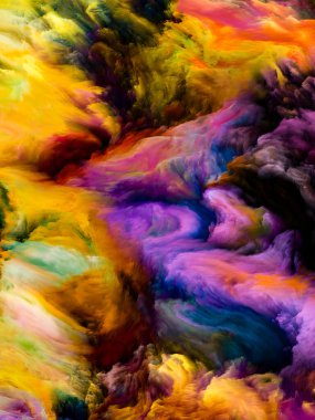 Renkli girdap serisi. Yaşam, yaratıcılık ve sanat üzerine tasarımları tamamlamak için tuvalin üzerindeki sıvı boyanın renkli bir arkaplanı