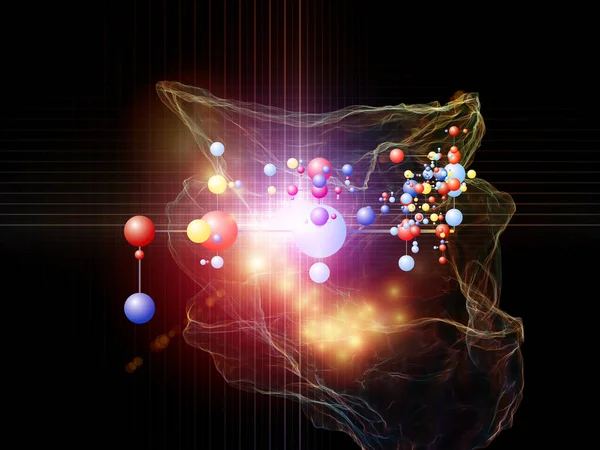 Interaction Structure Moléculaire Des Éléments Fractaux Abstraits Dans Domaine Éducation — Photo