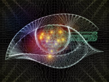 Network Eye serisi. Modern teknoloji ve eğitim konularındaki ince çizgi kalıpları ve soyut öğeler.