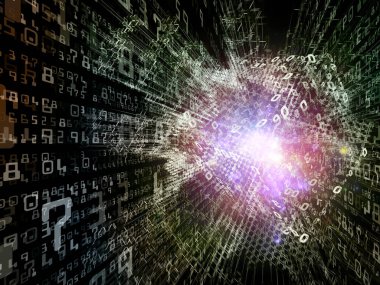 Matematik, bilim ve eğitim konularında uzayda sayıların ve ışıkların 3B çizimi