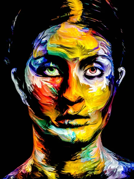 People of Color series. Colorful abstract portrait of young woman on subject of creativity, imagination and art.