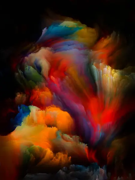 Levendige Kleuren Interageren Zwart Doek Creativiteit Verbeelding Innerlijke Wereld Kunst — Stockfoto