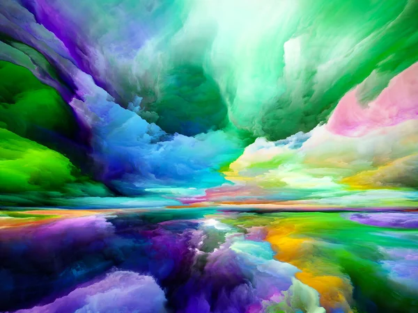 死後の雲 現実逃避シリーズ 風景画 想像力 創造性と芸術上のプロジェクトで使用するためのシュールな日の出の色とテクスチャの背景 — ストック写真