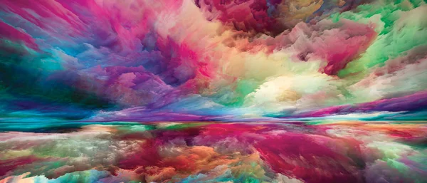 Multicolor Landscape. Seeing Never World series. Design composed of colors, textures and gradient clouds as a metaphor for inner life, drama, poetry, art and design