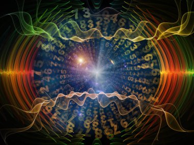 Dijital Radyasyon serisi. Bilim ve teknoloji konusunda sayıların ve fraktal elementlerin etkileşimi