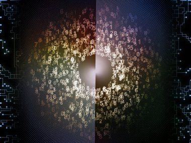 Sayı Patlaması. Eğitim ve modern teknoloji üzerine rakamlar ve fraktal çizgiler.