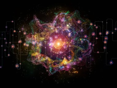 Rakamlar, düğümler, bağlayıcılar ve ışık bileşimi ağ ve modern teknoloji konularında