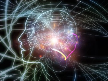 Yine de parçacıklar. İnsan çizgilerinin 3 boyutlu yorumlanması, sanal şebekeler ve eğitim konularındaki ışıklar bilim ve modern teknolojiler