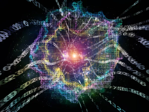 Digital Bottleneck Illustration Number Streams Fractal Grids Light Subject Information — Stock Photo, Image