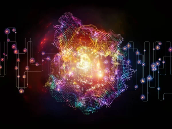 Composición Dígitos Nodos Conectores Luces Sobre Temas Redes Tecnología Moderna —  Fotos de Stock