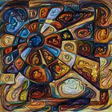 Sanat, yaratıcılık ve tasarım konularında soyut resim tarzında yapılmış tuval üzerindeki desenler.