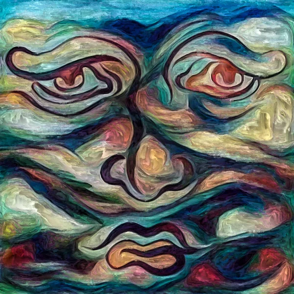 Fragmentado Elementos Del Rostro Humano Representados Estilo Pintura Abstracta Sobre — Foto de Stock