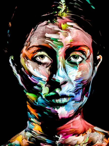 Jasna Pani Seria Farb Twarzy Kompozycja Barwnego Portretu Młodej Kobiety — Zdjęcie stockowe