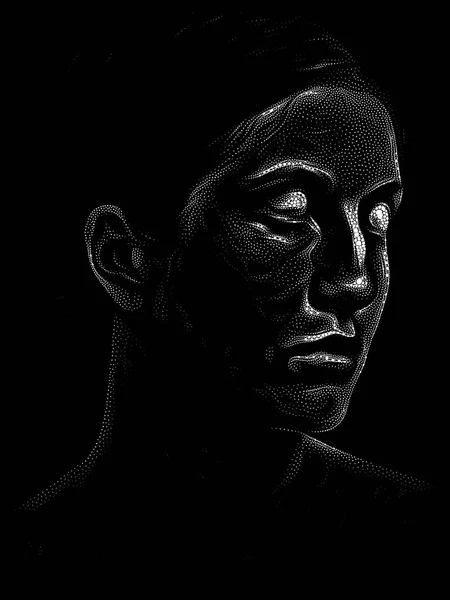 Serie Stipple Portrait Rostro Una Joven Hembra Realizada Estilo Puntillista —  Fotos de Stock