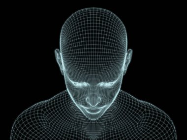 İnsan kafasının teknoloji, eğitim ve bilgisayar bilimleri illüstrasyonlarında kullanılması için tel örgüye dönüştürülmesi