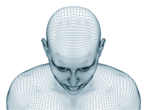 Rendering Von Menschlichem Kopf Und Gesicht Als Drahtgeflecht Für Illustration — Stockfoto