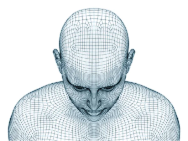 Rendering Human Head Face Wire Mesh Use Illustration Design — Stock Photo, Image