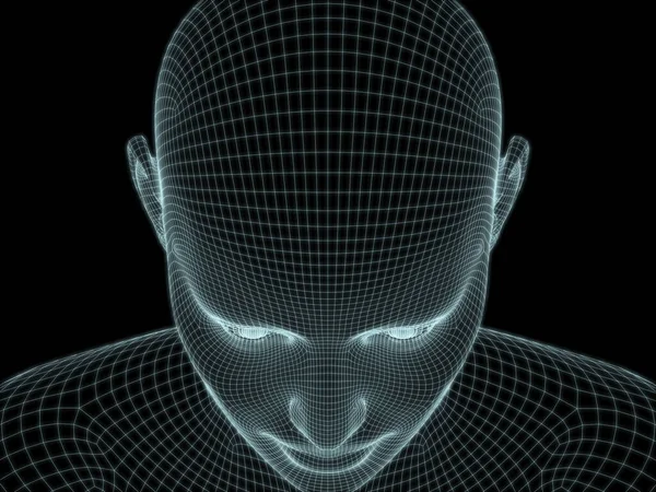 Nsan Kafasının Teknoloji Eğitim Bilgisayar Bilimleri Illüstrasyonlarında Kullanılmak Üzere Tel — Stok fotoğraf