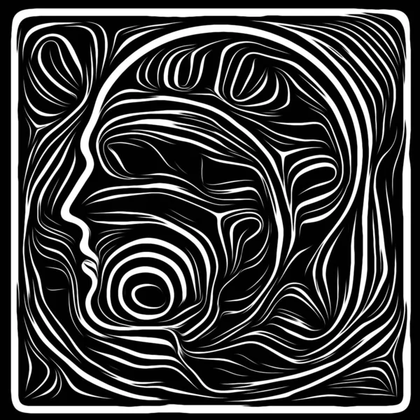 Digital Woodcut Life Lines Series Graphic Composition Human Profile Woodcut — Stock Photo, Image