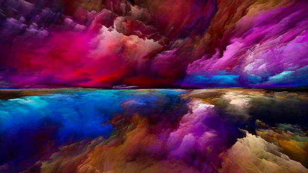 Uyanış Diyarı Gerçekliğe Kaçış Dizisi Doğaüstü Günbatımı Renklerinden Manzara Resmi — Stok fotoğraf