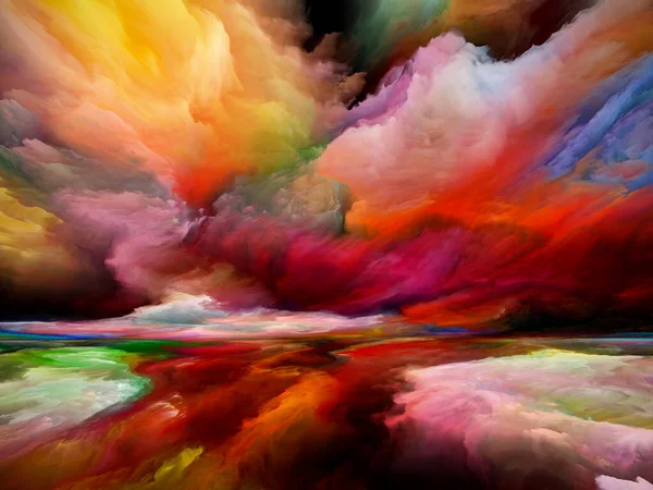 세계로의 초현실적 석양의 색깔과 상상력 창조성 작품에 질감의 — 스톡 사진