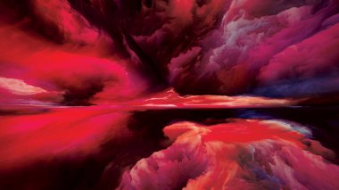 Gökkuşağı Aydınlanması. Gerçekliğe Kaçış dizisi. Arazi resmi, hayal gücü, yaratıcılık ve sanat projeleri için gerçeküstü gün batımı renkleri ve dokularının yaratıcı düzenlenmesi