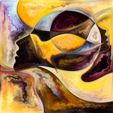 Gökkuşağı Zihni. Gizli Ton serisi. İnsan siluetlerinin soyut kompozisyonu, sanat dokuları ve renkleri iç hayat, drama, şiir ve algıyla ilgili projelerde uygun etkileşim