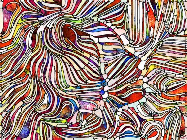 Lekeli Cam serisinin spektral doku birliği. Parçalanma, sanat, şiir ve tasarım birliğiyle ilgili projelerde uygun renk ve doku parçalarının grafiksel bileşimi