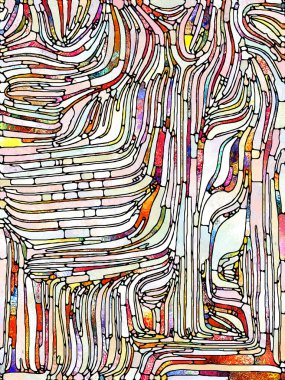 Lekeli Cam serisinin spektral doku birliği. Parçalanma, sanat, şiir ve tasarım birliğiyle ilgili projelerde uygun renk ve doku parçalarının grafiksel bileşimi