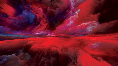 Gökkuşağı Aydınlanması. Gerçekliğe Kaçış dizisi. Arazi resmi, hayal gücü, yaratıcılık ve sanat projeleri için gerçeküstü gün batımı renkleri ve dokularının yaratıcı düzenlenmesi