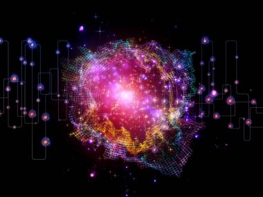 Rakamlar, düğümler, bağlayıcılar ve ışık bileşimi ağ ve modern teknoloji konularında