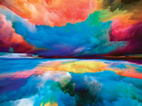 Uyanış Diyarı Gerçekliğe Kaçış Dizisi Doğaüstü Günbatımı Renklerinden Manzara Resmi — Stok fotoğraf