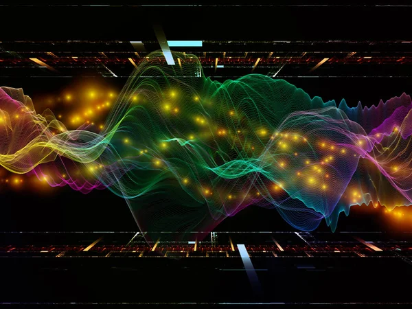 Космический Сигнал Серия Virtual Wave Организация Горизонтальных Синусовых Волн Частиц — стоковое фото
