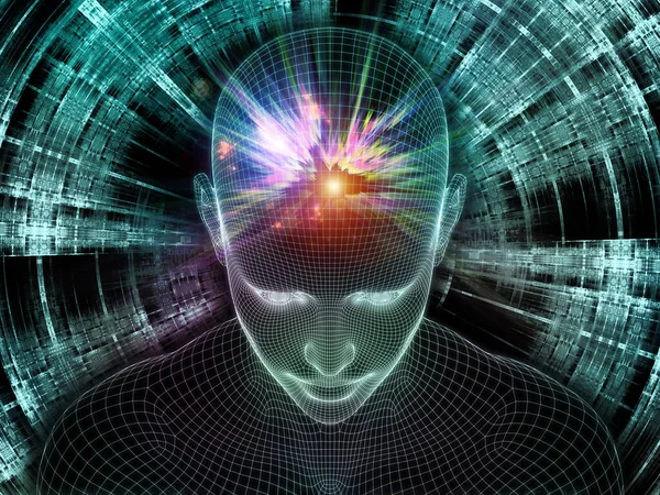 Virtuális Valóság Lucid Mind Sorozat Mesterséges Intelligenciával Emberi Tudattal Spirituális — Stock Fotó