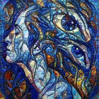 Minds Eye series. Stained glass composition with a female eye on subject of inner world and human identity clipart