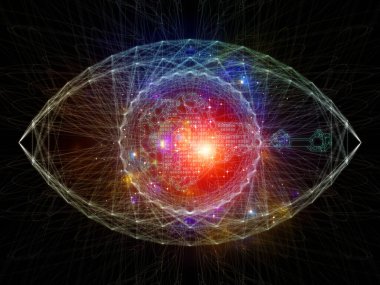 Network Eye serisi. Modern teknoloji ve eğitim konularındaki ince çizgi kalıpları ve soyut öğeler.