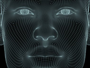 Teknoloji, eğitim ve bilgisayar bilimleri illüstrasyonlarında kullanılmak üzere insan kafası 3D kablo örgüsü oluşturma