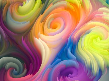Renk Fırtınası serisi. Sanat ve tasarım konularında duvar kağıdı veya arkaplan olarak hizmet etmek üzere üç boyutlu sanal boyaların rengarenk çizimleri