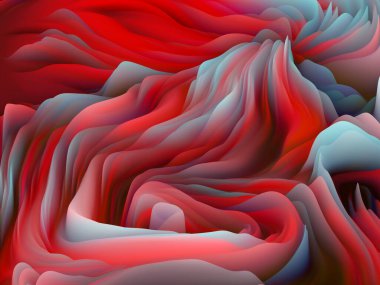 Kaosun Geometrisi. Boyutsal Dalga serisi. Dönen Renk Dokusunun arka plan kompozisyonu. Sanat, yaratıcılık ve tasarım konularında 3 boyutlu türbülans oluşturma