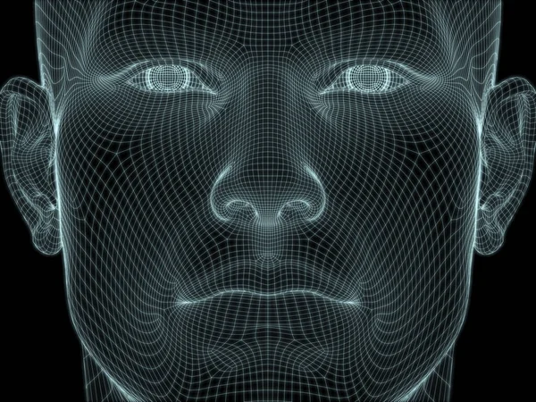 Render Von Menschlichem Kopf Und Gesicht Als Drahtgeflecht Für Illustration — Stockfoto