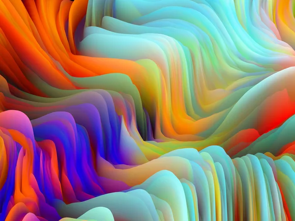 彩色风暴系列 虚拟彩色泡沫运动的三维渲染 作为艺术与设计主题的墙纸或背景 — 图库照片